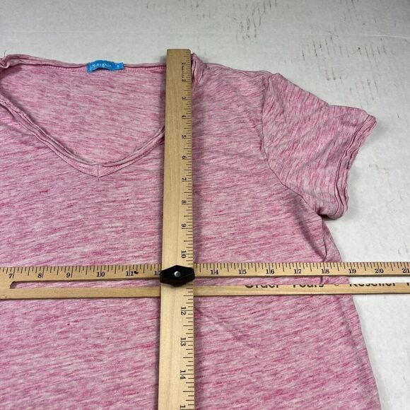 J.McLaughlin Pink Slub Linen Blend V-Neck Tee Small Soft Lightweight Casual Top - Picture 7 of 10